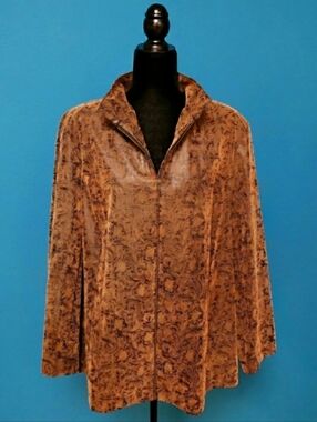 🤠🐎 SILHOUETTES Embossed Western Faux Leather Jacket